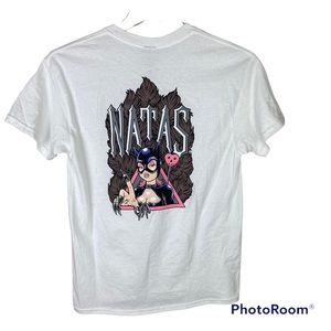 Strangelove NATAS cat woman themed graphic skateboarding white tee